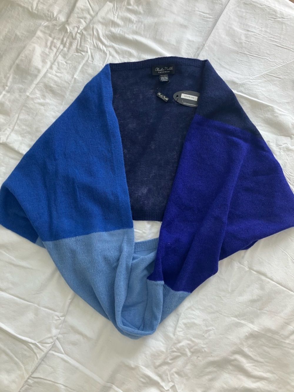 Claudia Nichole Blue color block Cashmere Wrap Scarf